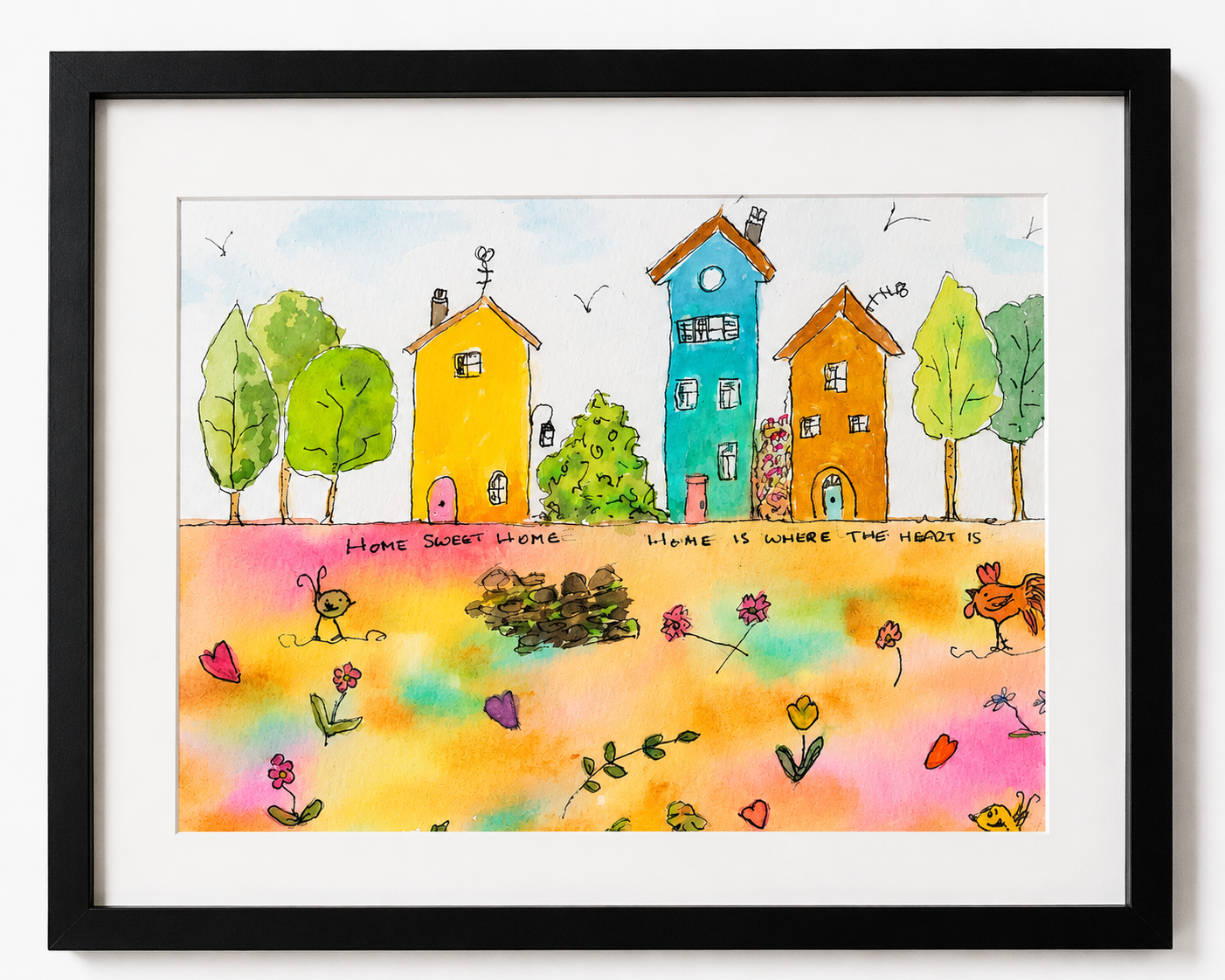 Home Sweet Home Cute Original Watercolour Painting