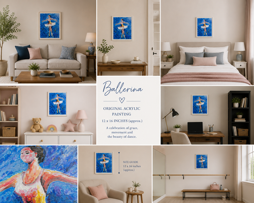 Ballerina – Original Acrylic Ballet Painting | Elegant Dance Wall Art | 12 x 16 Inches