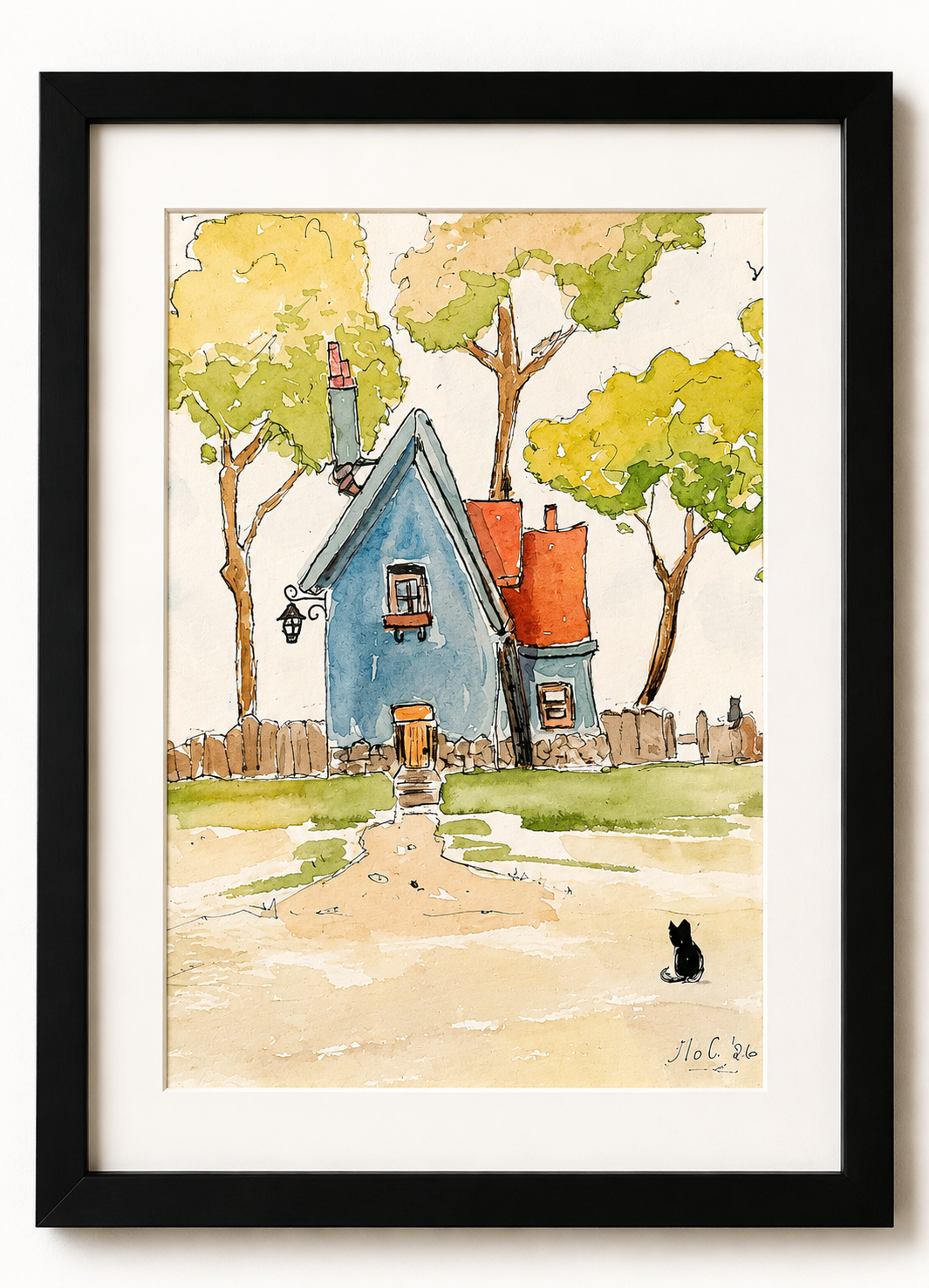 The Little Blue Cottage - Original Watercolour Painting