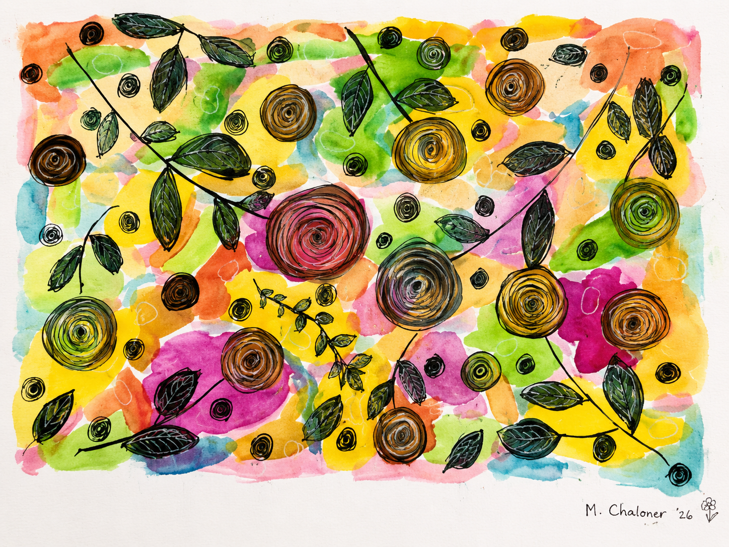Joyful Garden – Original Abstract Watercolour Painting