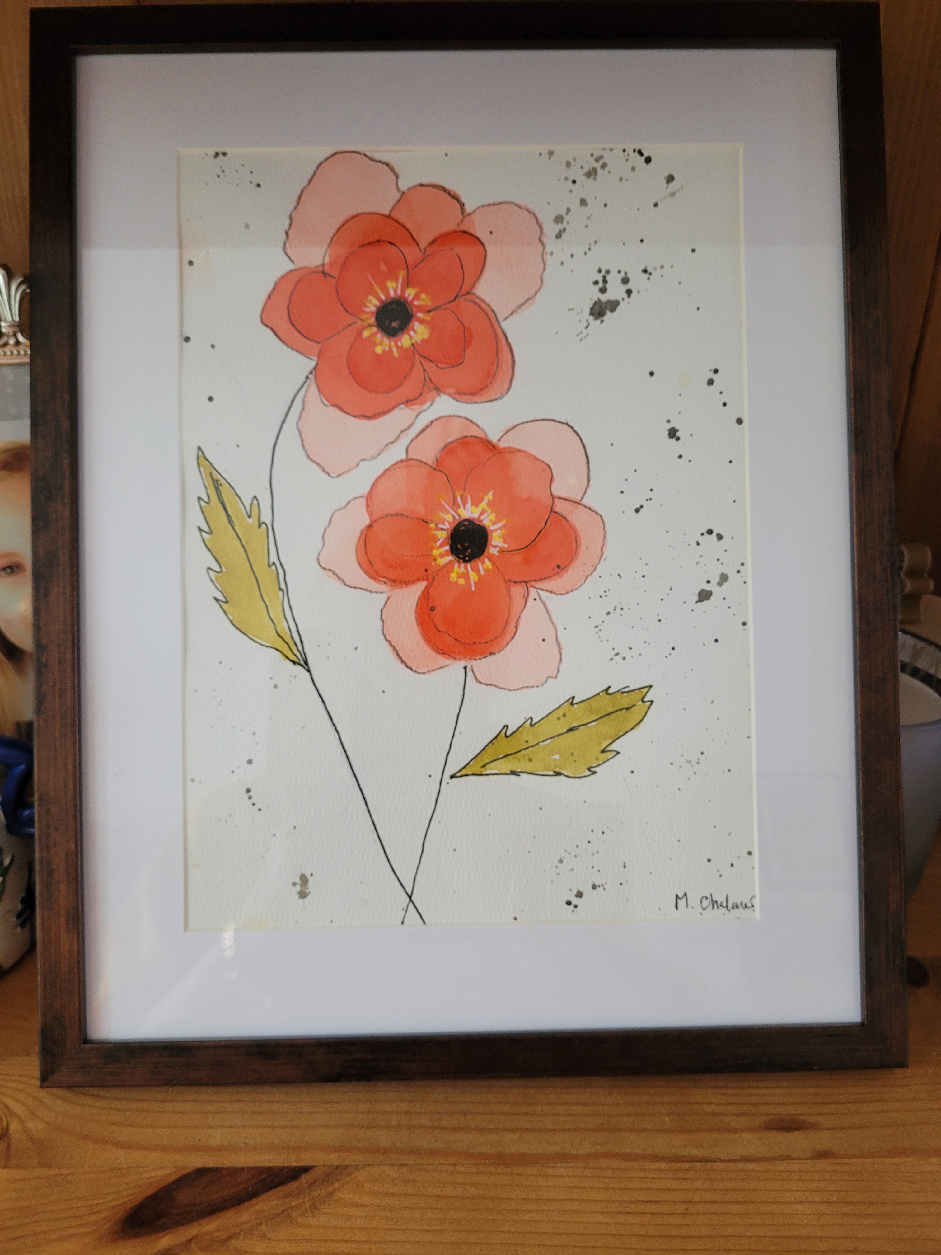 Set of Three Abstract Poppies